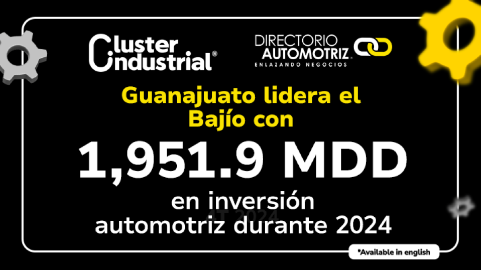 Cluster Industrial - Guanajuato lidera el Bajío con 1,951.9 MDD en inversión automotriz durante 2024