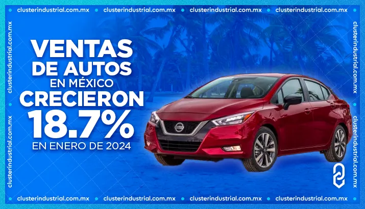 Las ventas de autos en México crecieron 18.7% en enero de 2024