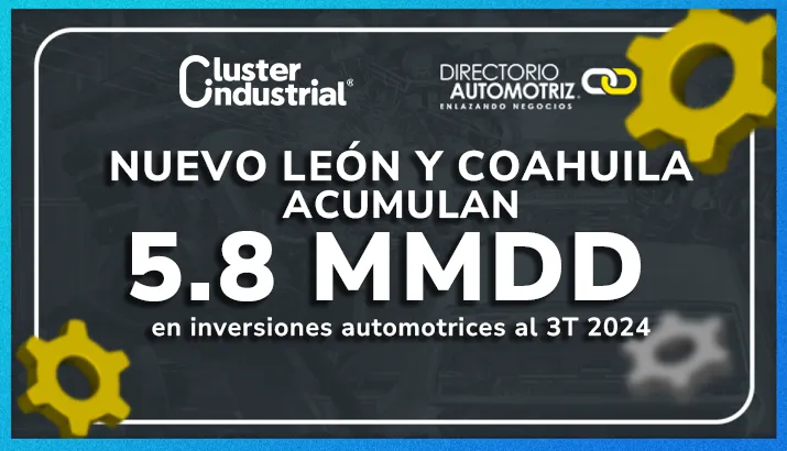 Nuevo León y Coahuila acumulan el 42.7% del total de inversión automotriz hasta el 3T 2024