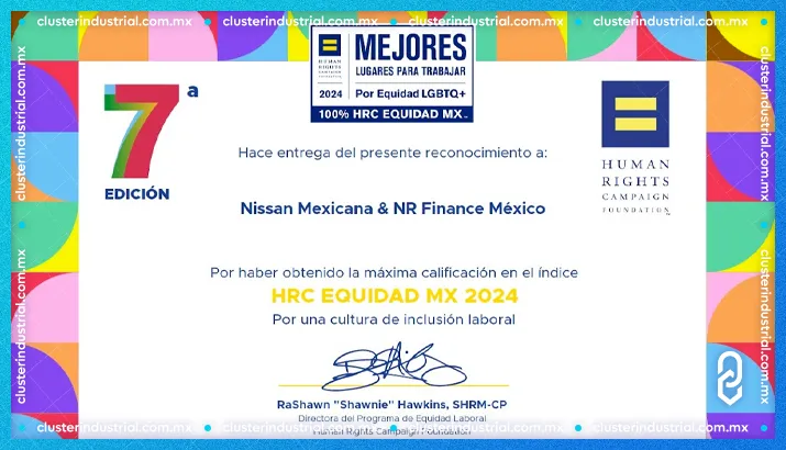 Nissan Mexicana recibe certificación 'Mejores Lugares para Trabajar LGBTQ+ 2024'