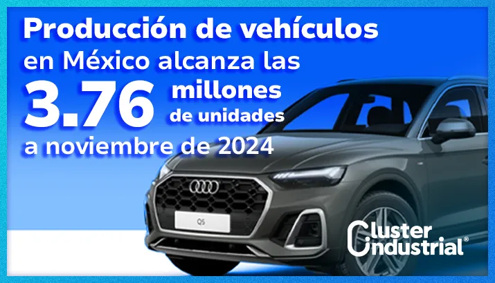 Producción de vehículos en México alcanza las 3.76 millones de unidades a noviembre de 2024